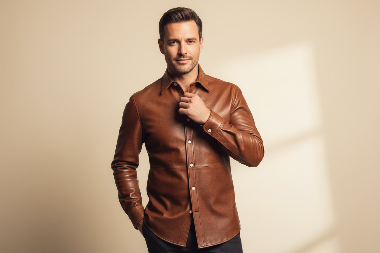 Mens Leather Shirt - Kamercio