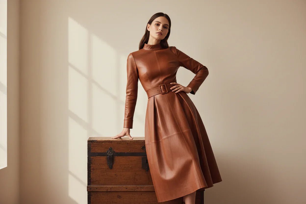 Womens Leather Dress - Kamercio