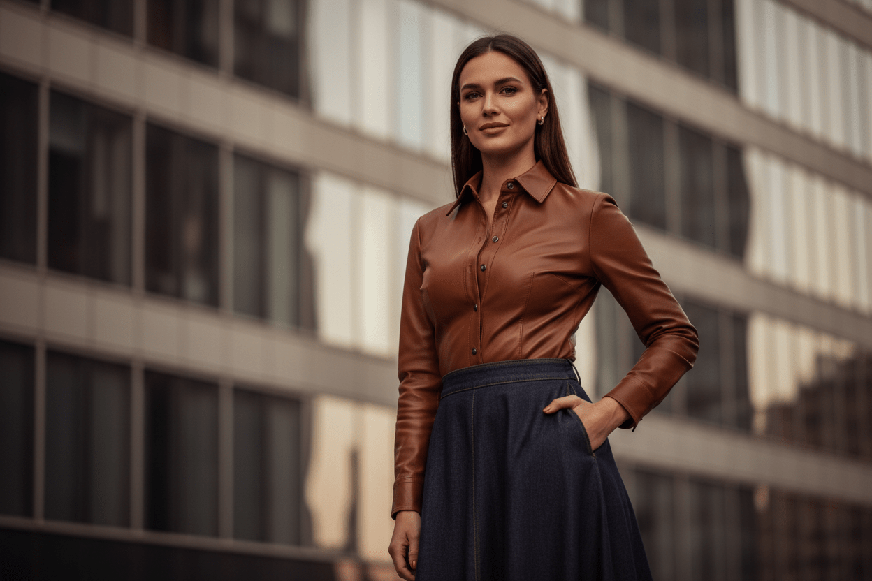 Womens Leather Shirt - Kamercio