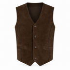 Men's Premium Dark Brown Original Suede Leather Vest Coat