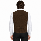 Men's Premium Dark Brown Original Suede Leather Vest Coat