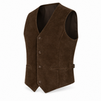 Men's Premium Dark Brown Original Suede Leather Vest Coat