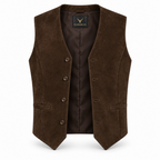 Men's Premium Dark Brown Original Suede Leather Vest Coat