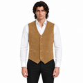 Men's Beige Premium Suede Leather Original Vest Coat