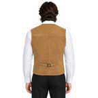 Men's Beige Premium Suede Leather Original Vest Coat