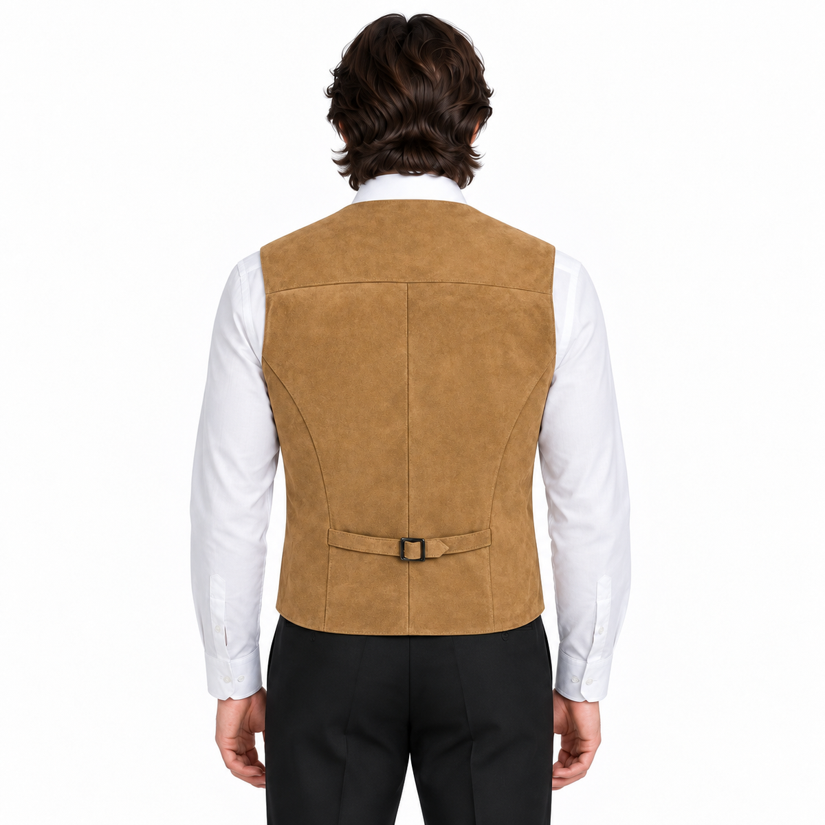 Men's Beige Premium Suede Leather Original Vest Coat