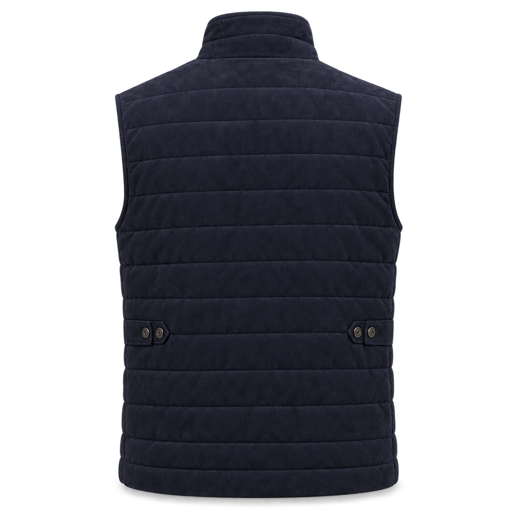 Men Navy Blue Premium Suede Original Leather Vest Coat