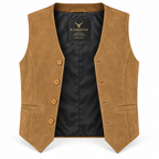 Men's Beige Premium Suede Leather Original Vest Coat