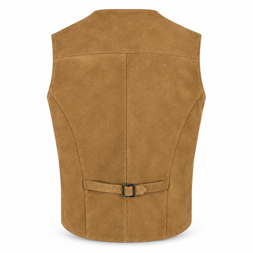 Men's Beige Premium Suede Leather Original Vest Coat