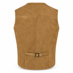 Men's Beige Premium Suede Leather Original Vest Coat