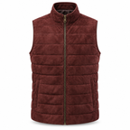 Men's Burgundy Quilted Premium Suede Leather Original Vest Coat