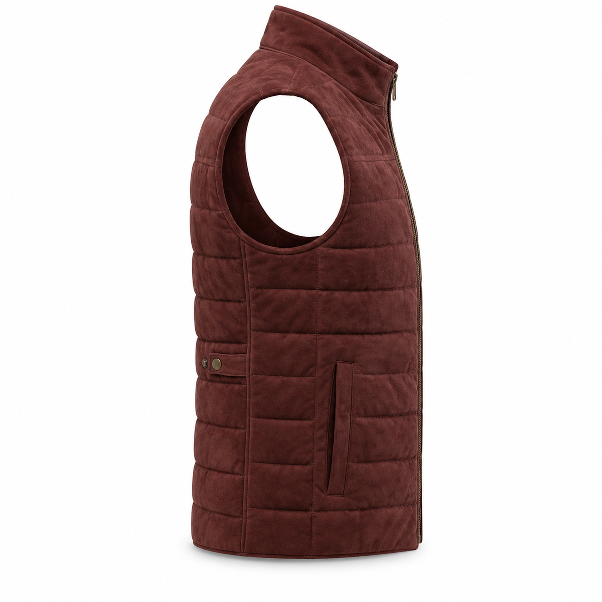 Men's Burgundy Quilted Premium Suede Leather Original Vest Coat