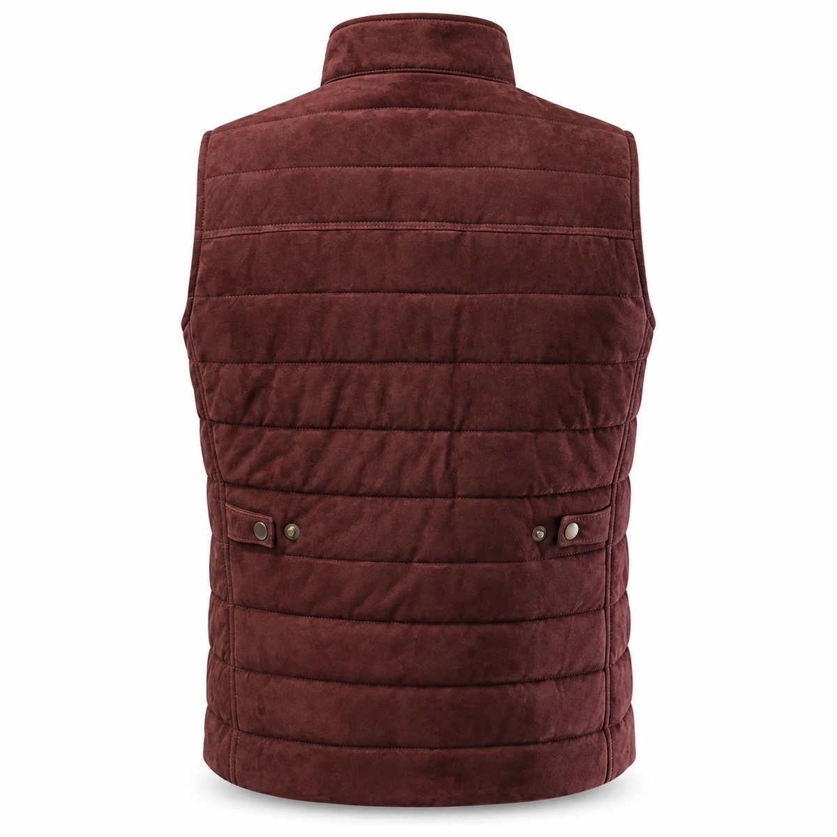 Men's Burgundy Quilted Premium Suede Leather Original Vest Coat