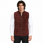 Men's Burgundy Quilted Premium Suede Leather Original Vest Coat
