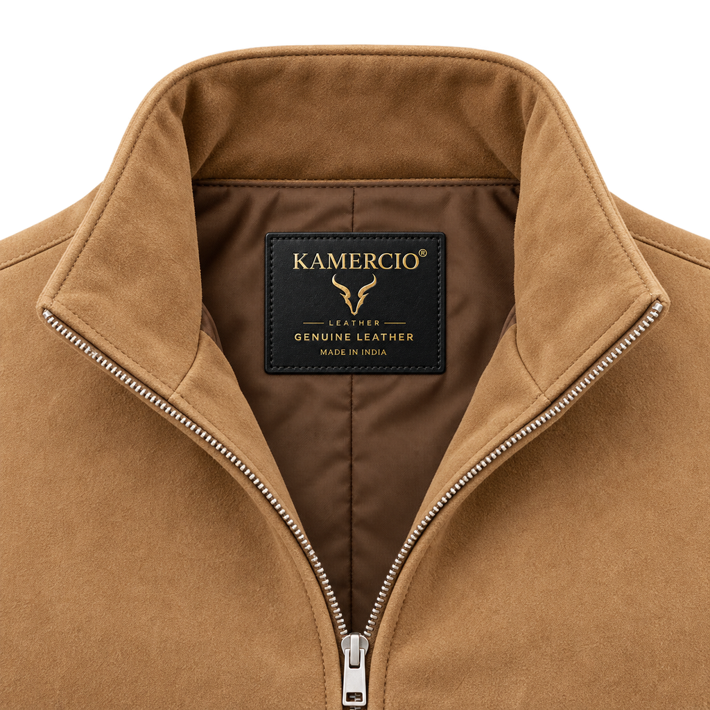 Men's Premium Beige Original Suede Leather Vest Coat