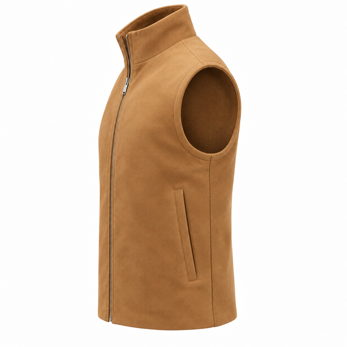 Men's Premium Beige Original Suede Leather Vest Coat