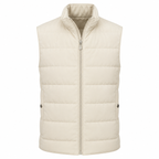 Men's Premium Beige Original Suede Leather Puffer Vest Coat