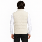 Men's Premium Beige Original Suede Leather Puffer Vest Coat