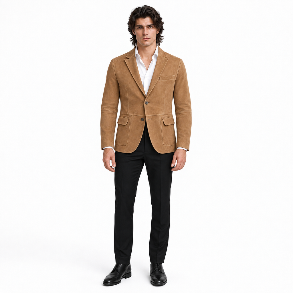 Men's Premium Brown Suede Original Leather Blazer