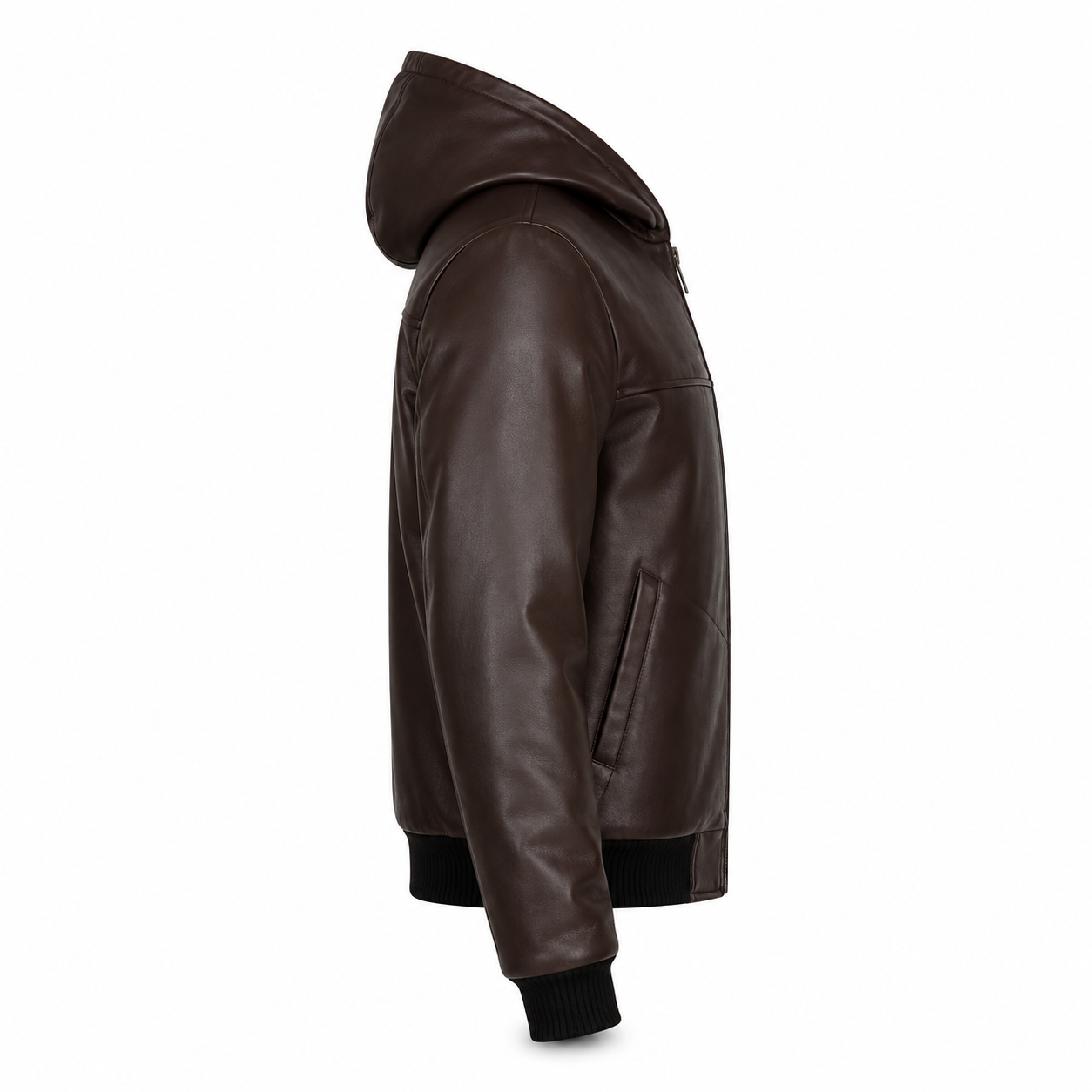 Men's Dark Brown Hooded Bomber Premium Original Leather Jacket