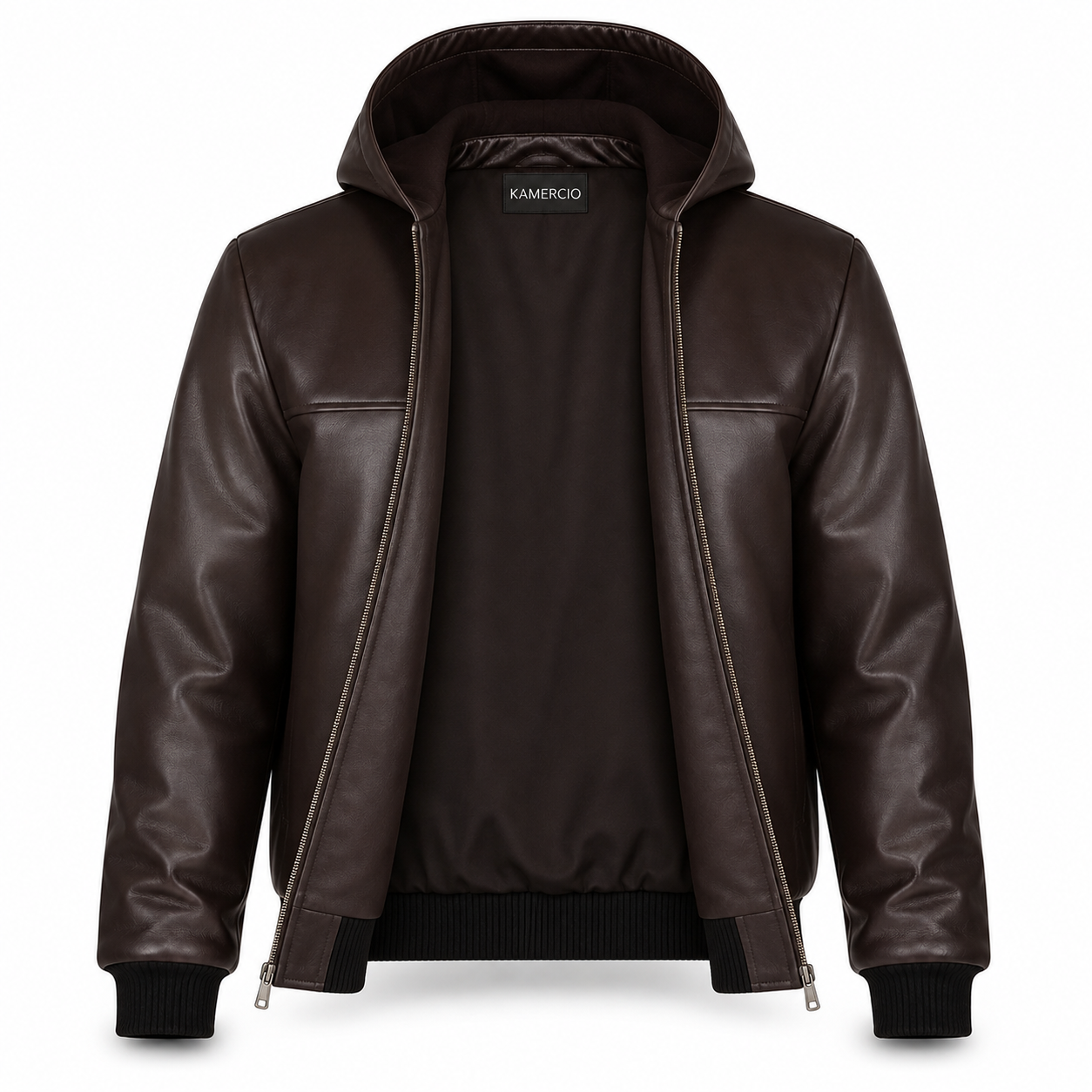 Men's Dark Brown Hooded Bomber Premium Original Leather Jacket