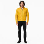 Men's Yellow Zip-Up Premium Original Leather Jacket