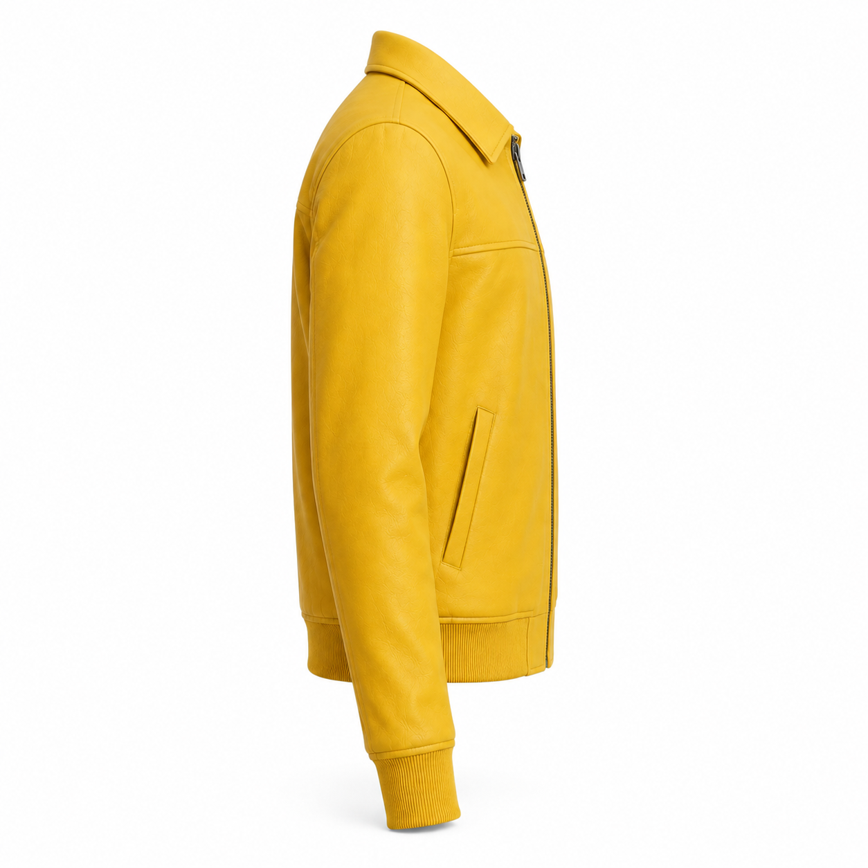 Men's Yellow Zip-Up Premium Original Leather Jacket