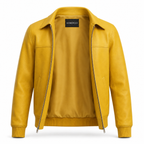 Men's Yellow Zip-Up Premium Original Leather Jacket