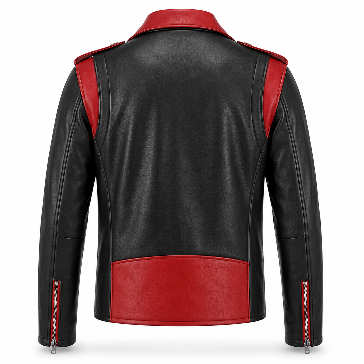 Men's Black & Red Two-Tone Biker Original Premium Leather Jacket