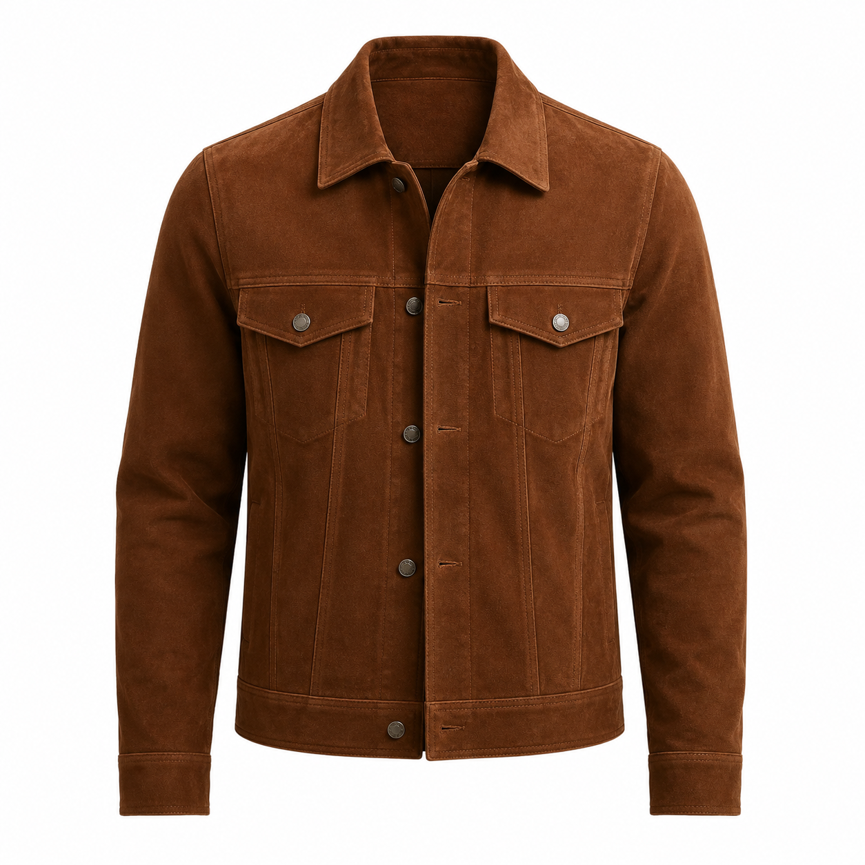 Men's Brown Original Suede Leather Shirt — Premium Leather