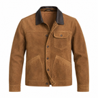 Men's Brown Original Suede Leather — Contrast Leather Collar