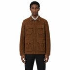 Men's Premium Brown Suede Leather Shirt — 4-Pocket Utility Style