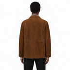 Men's Premium Brown Suede Leather Shirt — 4-Pocket Utility Style