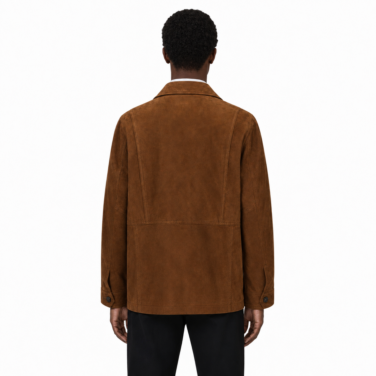Men's Premium Brown Suede Leather Shirt — 4-Pocket Utility Style