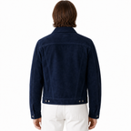Men's Navy Blue Suede Leather Shirt  — Classic Western Style