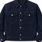 Men's Navy Blue Suede Leather Shirt  — Classic Western Style