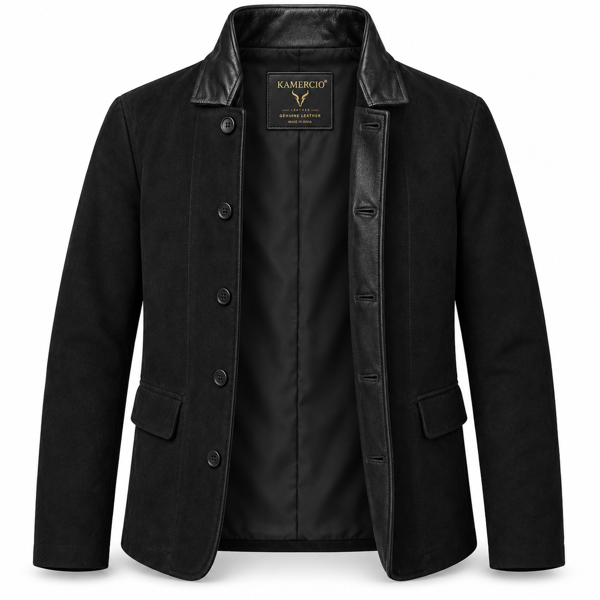 Men Black Original Suede Leather Premium Blazer