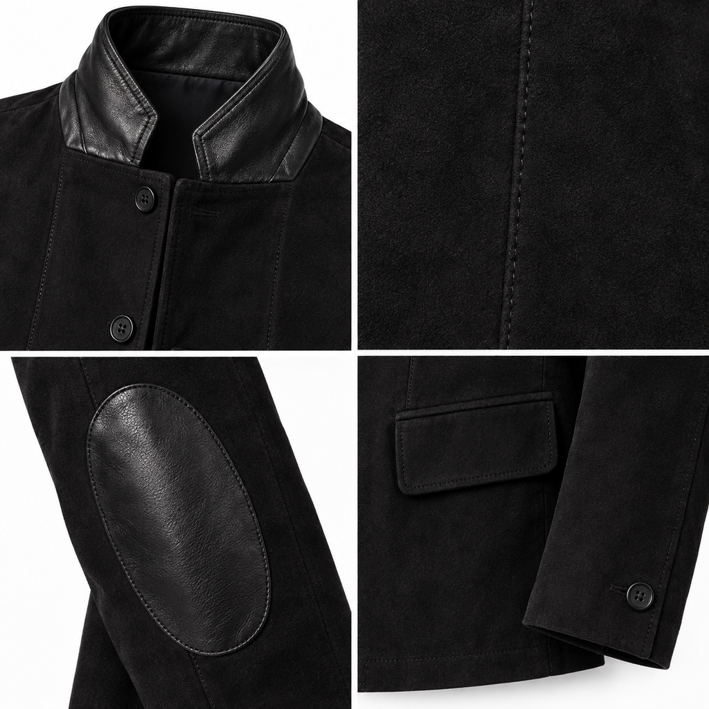 Men Black Original Suede Leather Premium Blazer