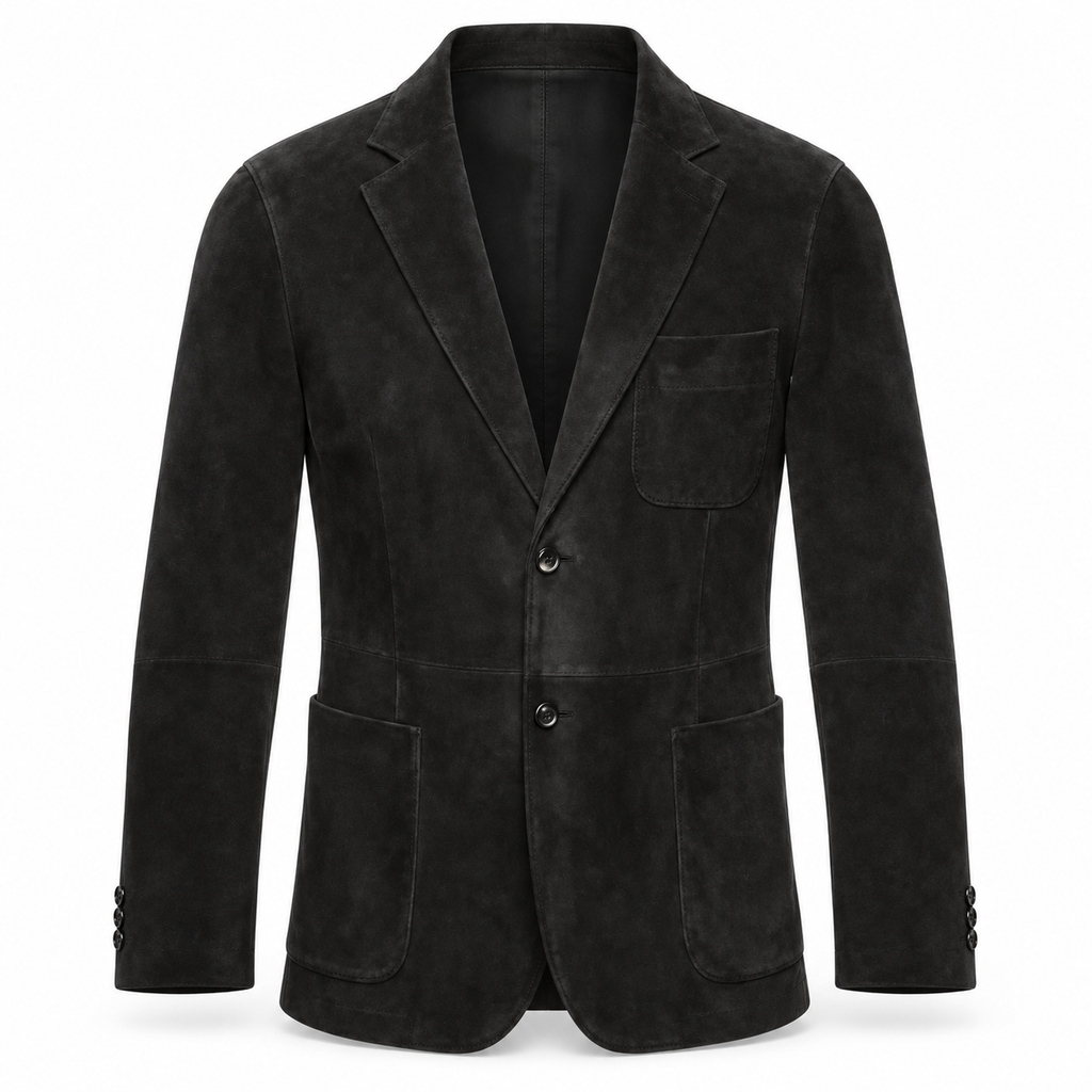 Men Premium Black Suede Original Leather Blazer
