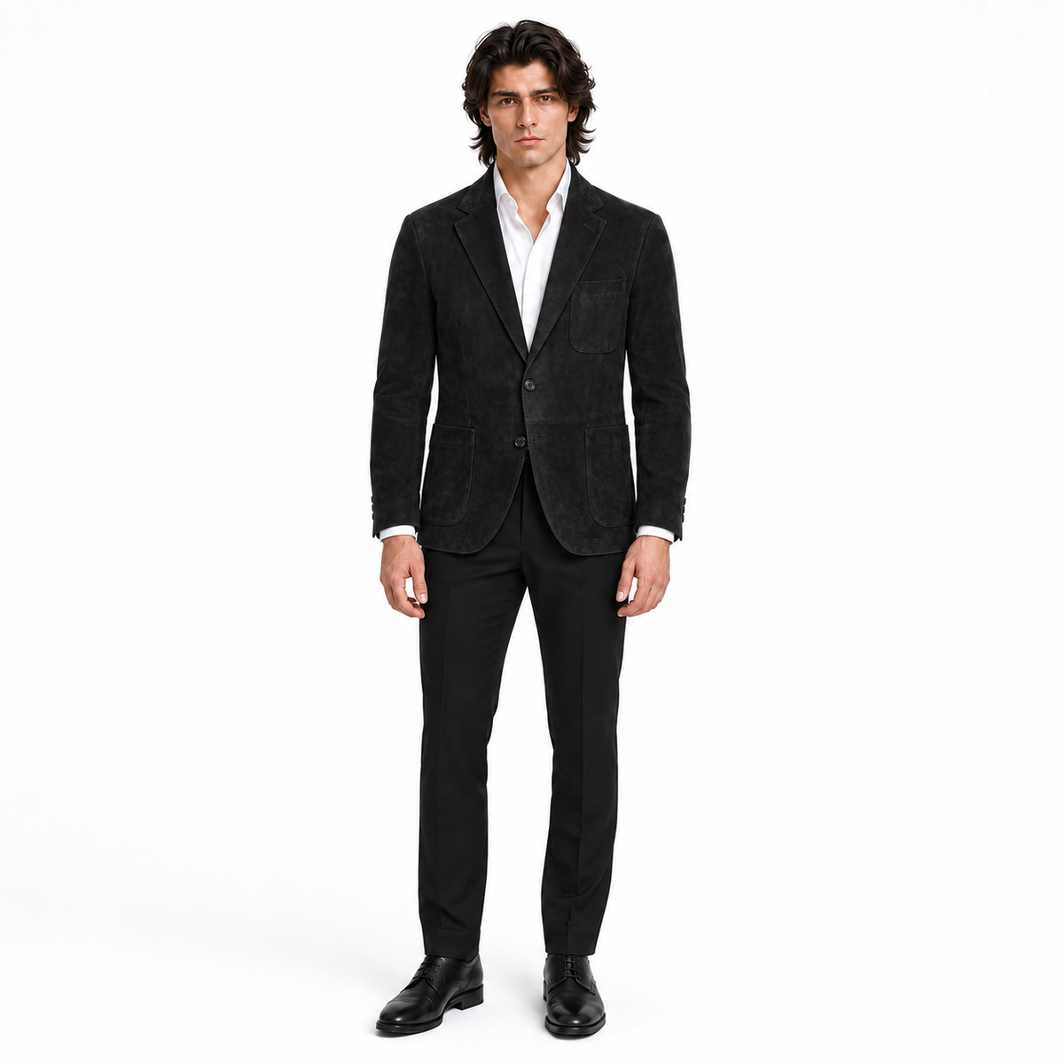 Men Premium Black Suede Original Leather Blazer
