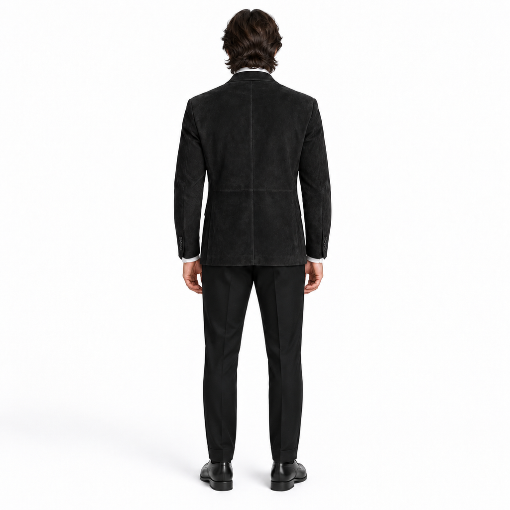 Men Premium Black Suede Original Leather Blazer