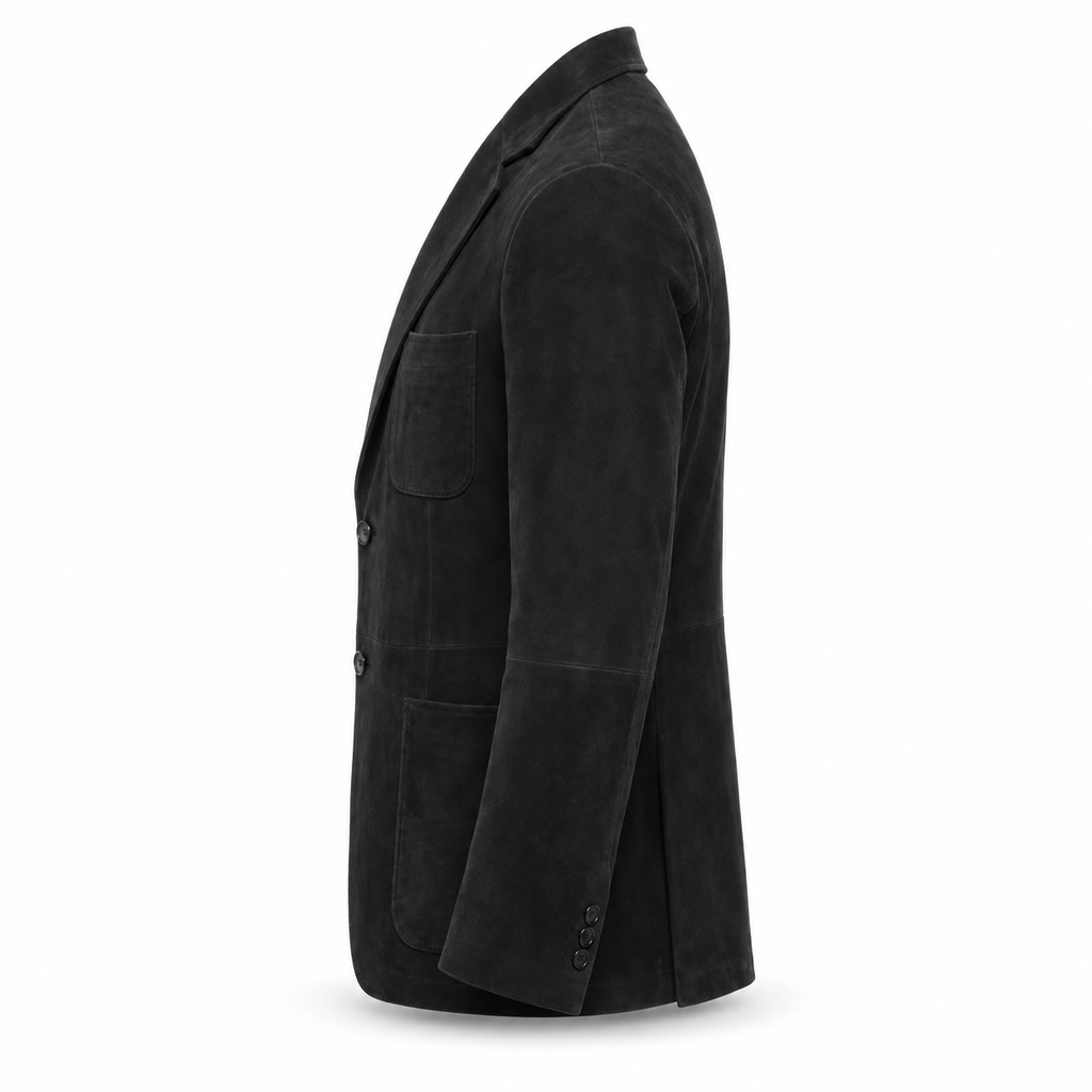Men Premium Black Suede Original Leather Blazer