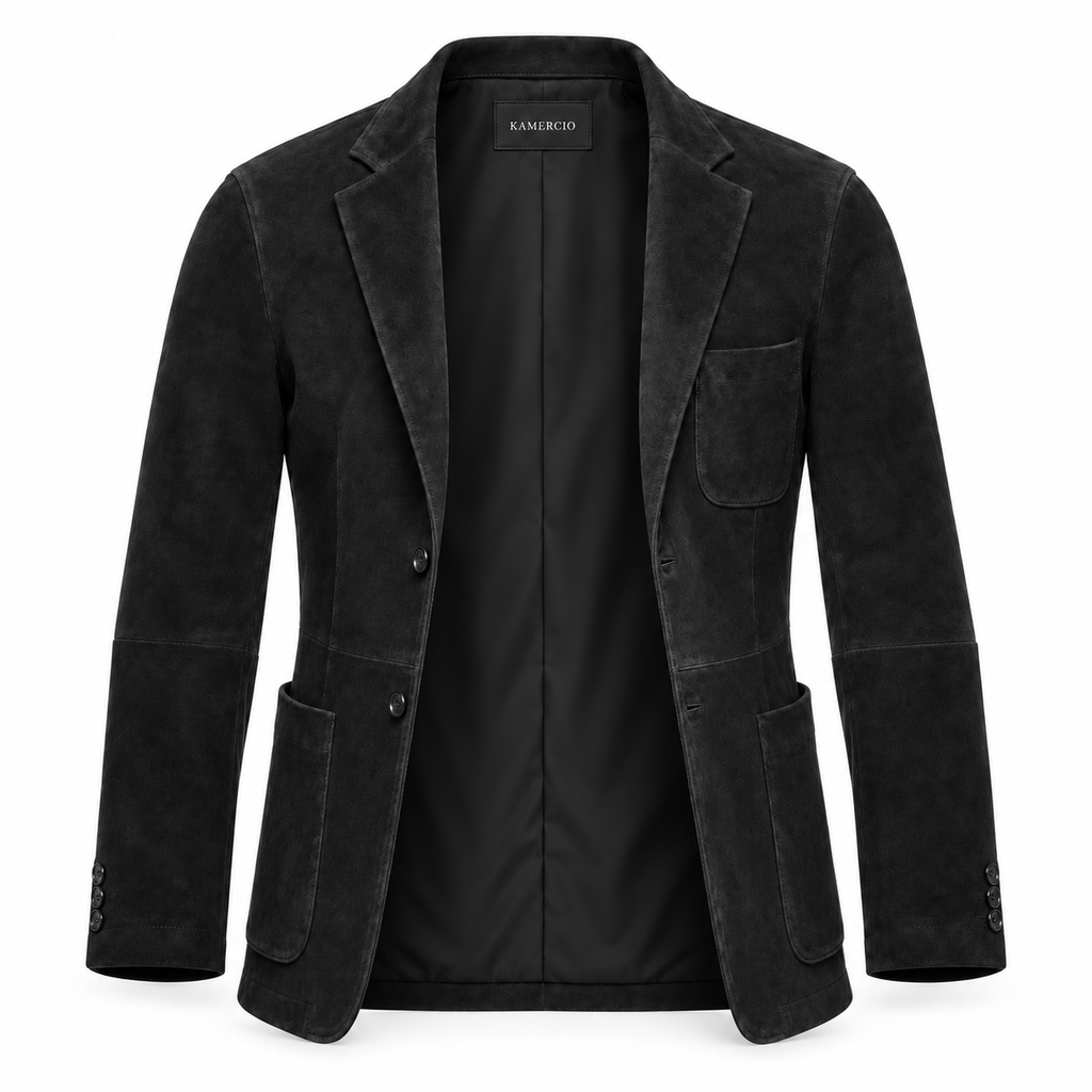 Men Premium Black Suede Original Leather Blazer