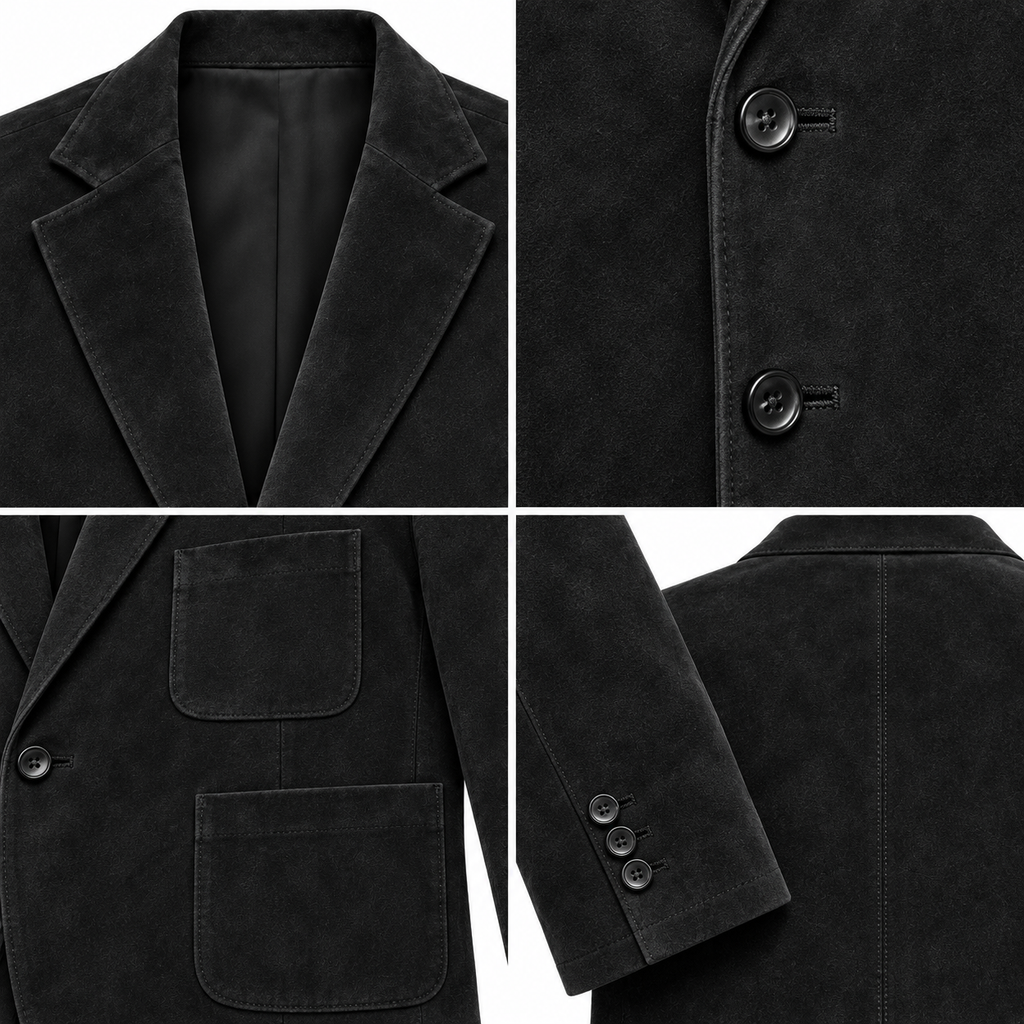 Men Premium Black Suede Original Leather Blazer