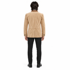Men Beige Premium Original Suede Leather Double-Breasted Blazer