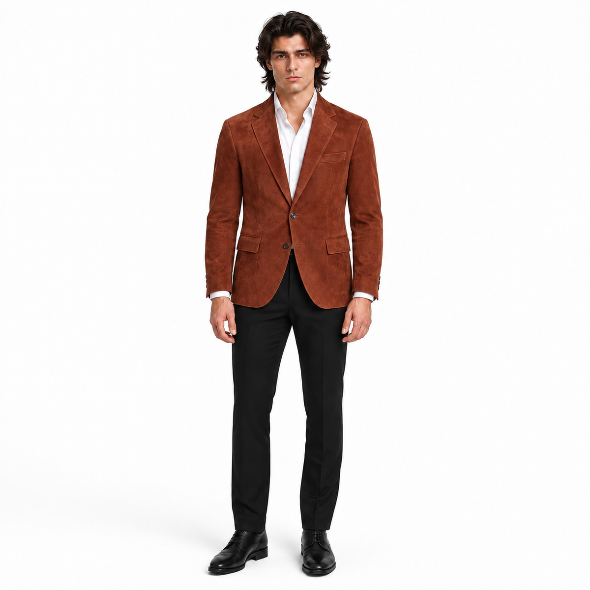 Men Brown Premium Suede Leather Original Blazer