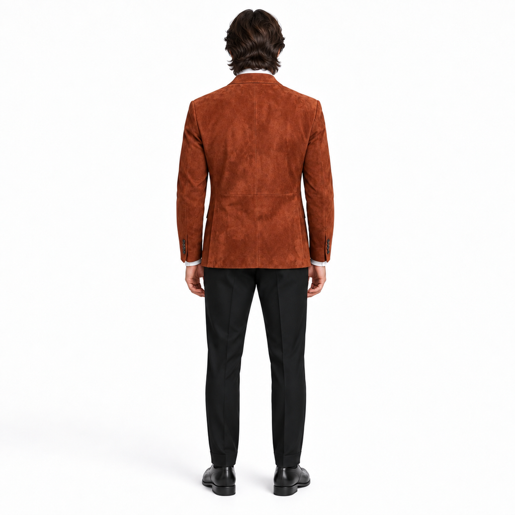 Men Brown Premium Suede Leather Original Blazer