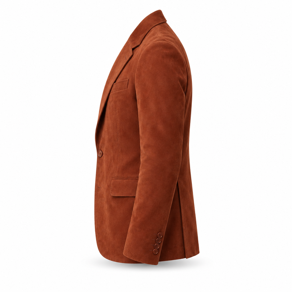 Men Brown Premium Suede Leather Original Blazer