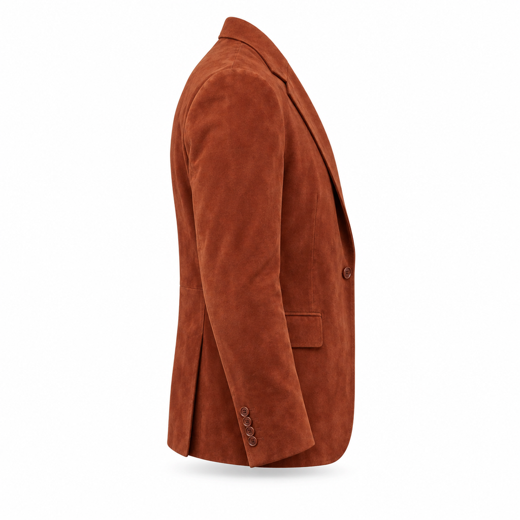 Men Brown Premium Suede Leather Original Blazer
