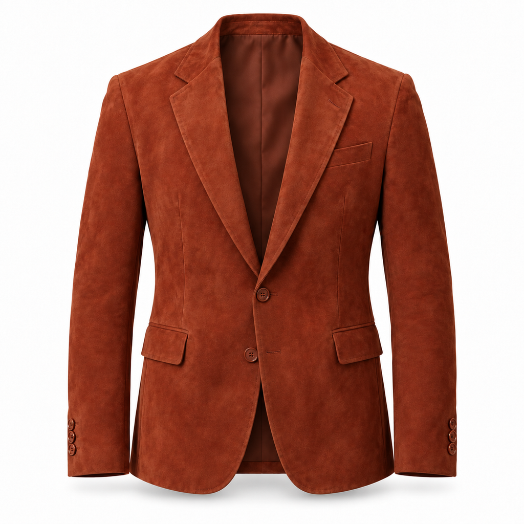 Men Brown Premium Suede Leather Original Blazer